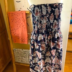 Strapless Hi-Low Floral Dress